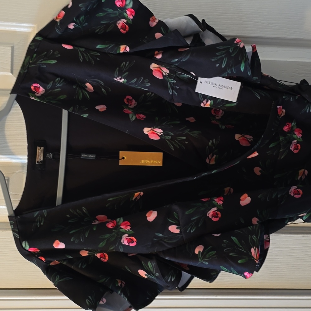 ALEXIA ADMOR BRAND WOMEN'S PLUS SIZE BLACK FLORAL WRAP DRESS SIZE 3X
